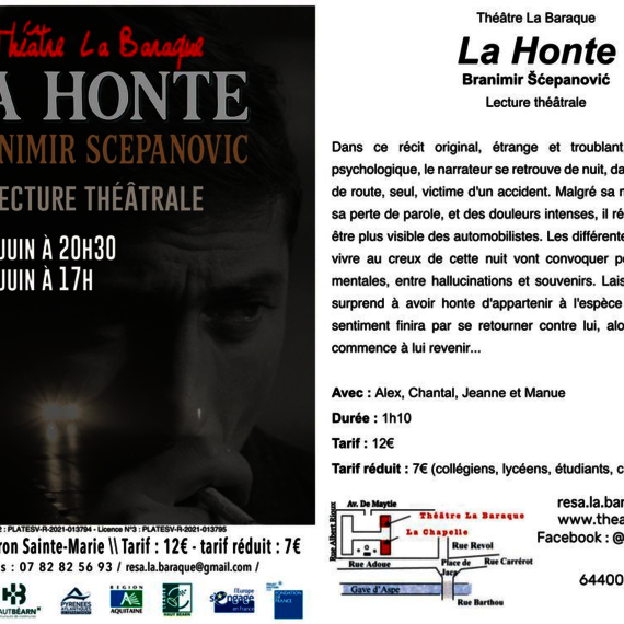 Théâtre La Baraque : La honte - OLORON-SAINTE-MARIE
