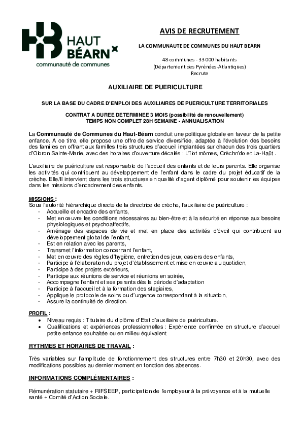 Auxiliaire de puériculture