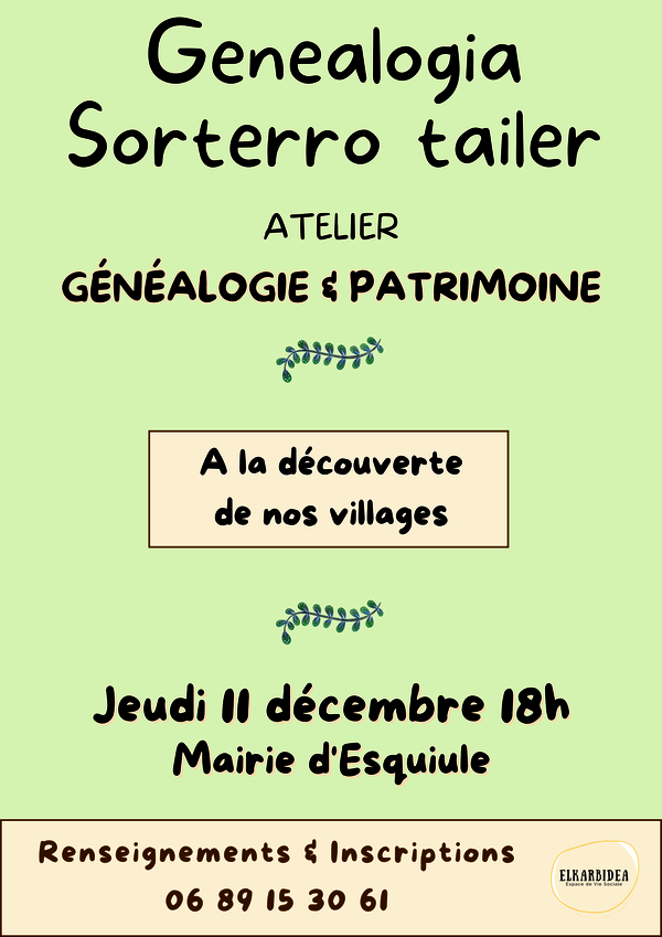 Atelier généalogie et patrimoine - ESQUIULE