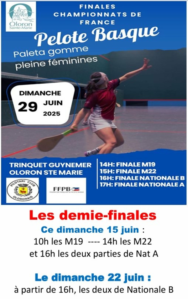 Finales nationales féminines de pelote - OLORON-SAINTE-MARIE