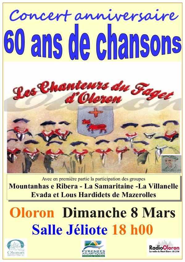 Concert anniversaire : 60 ans de chanson avec les chanteurs du Faget - OLORON-SAINTE-MARIE