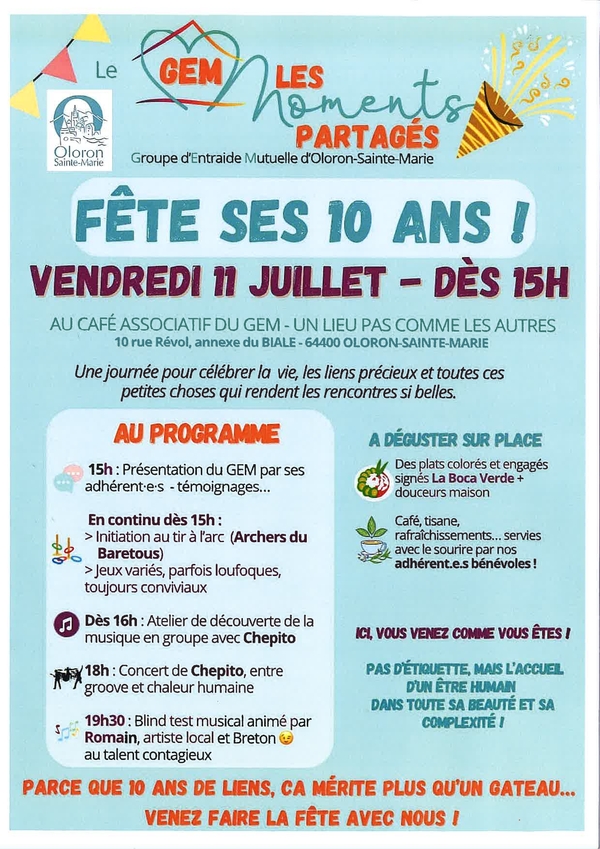 Le GEM fête ses 10 ans ! - OLORON-SAINTE-MARIE