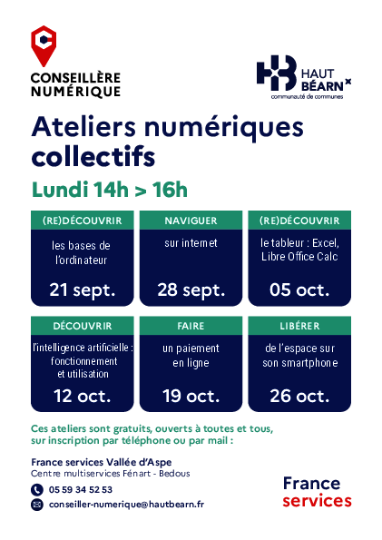 Ateliers numériques sept > oct