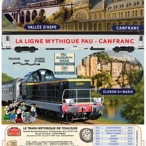 GéolVal dans le Train Historique toulousain  |  Toulouse - Pau - Oloron - Bedous - Canfranc - OLORON-SAINTE-MARIE