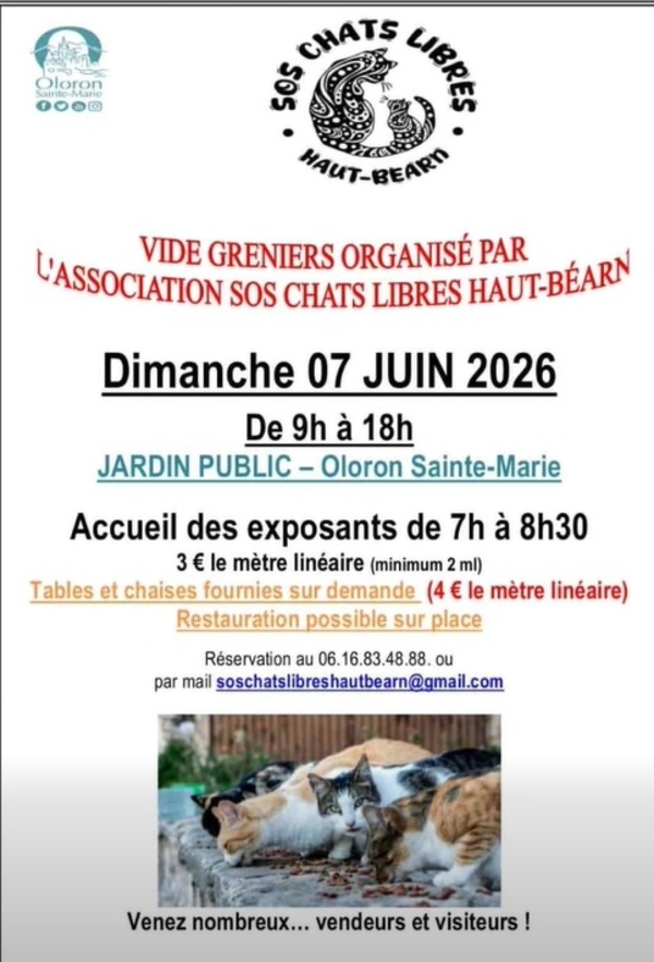 Vide grenier de l'association SOS Chats libres en Haut-Béarn - OLORON-SAINTE-MARIE