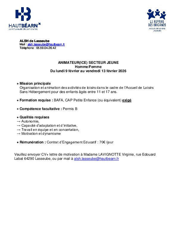 Animateur(ice) secteur jeune