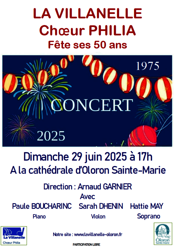 Concert Les 50 ans de la Villanelle, Choeur Philia - OLORON-SAINTE-MARIE